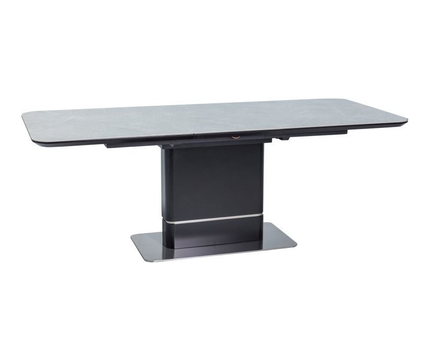 Stalas keramikinis PAL CERAMIC, pilkas marmuras/juoda 160–210×90 cm