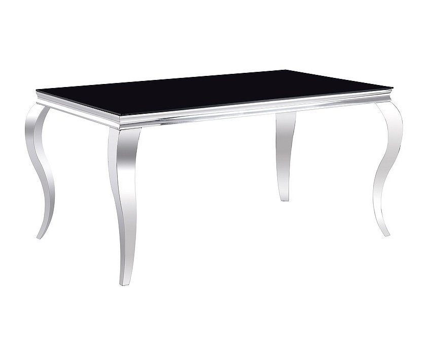 Juodas stalas su chromu 150×90 – Stalai PRI | Juoda/Chromas