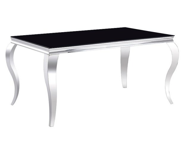 Juodas stalas su chromu 150×90 – Stalai PRI | Juoda/Chromas