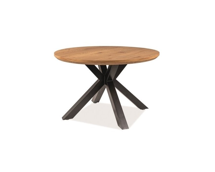 Apvalus 120 cm ąžuolo-juodas stalas – RI Ąžuolas/Juoda