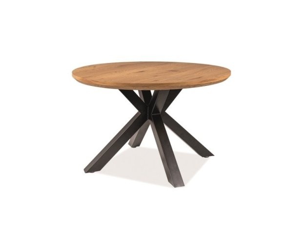Apvalus 120 cm ąžuolo-juodas stalas – RI Ąžuolas/Juoda
