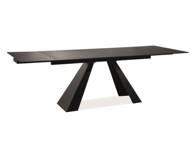 Juodas ištraukiamas valgomasis stalas MAT 160–240 × 90 cm | Stalai