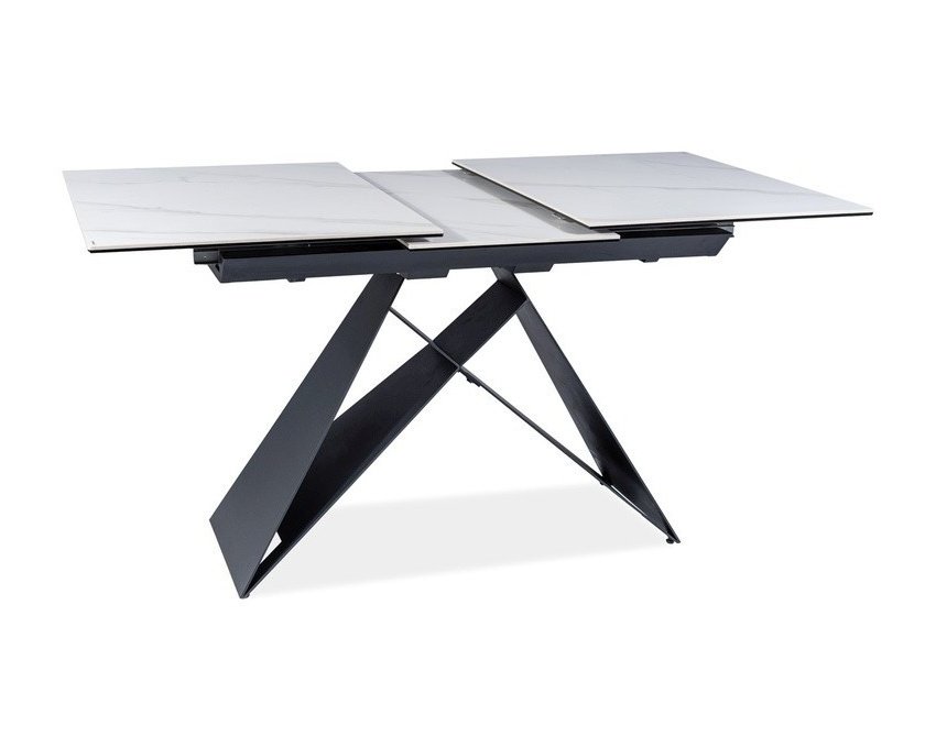 Stalas WES – baltas marmuro efektas / juodas MAT 120–160 x 80