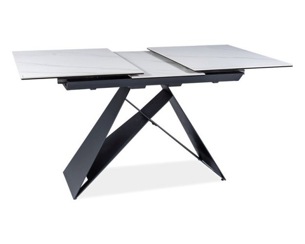 Stalas WES – baltas marmuro efektas / juodas MAT 120–160 x 80