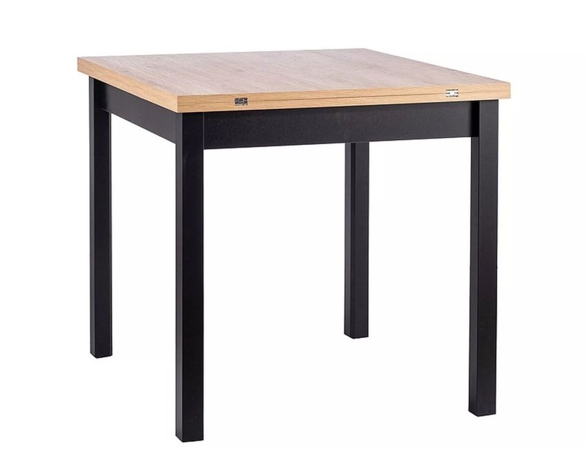 Stalas FL ąžuolas/juoda – ištraukiamas 80–160 × 80 cm