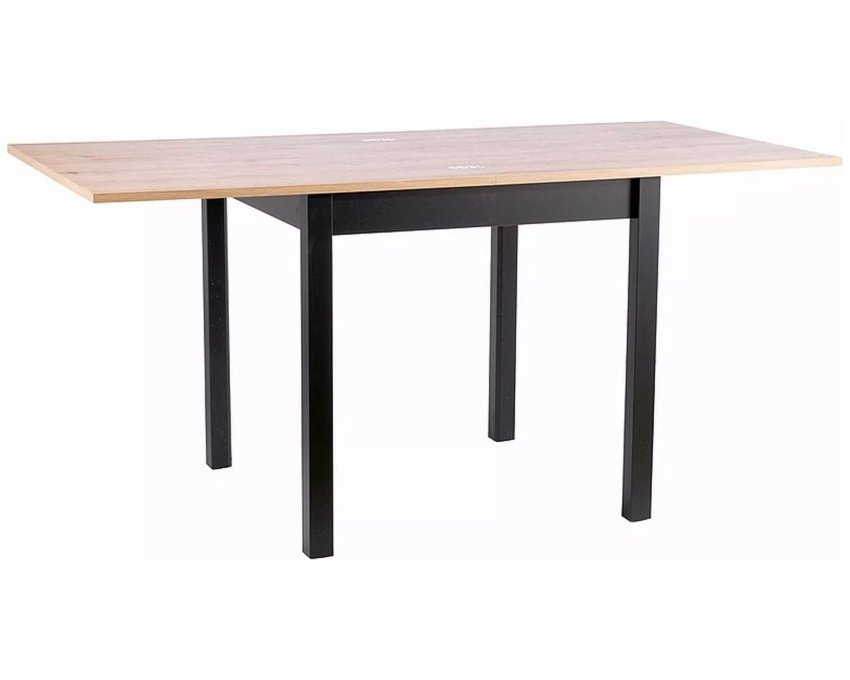 Stalas FL ąžuolas/juoda – ištraukiamas 80–160 × 80 cm