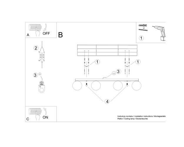 Lubinis šviestuvas YOLI 4 baltas