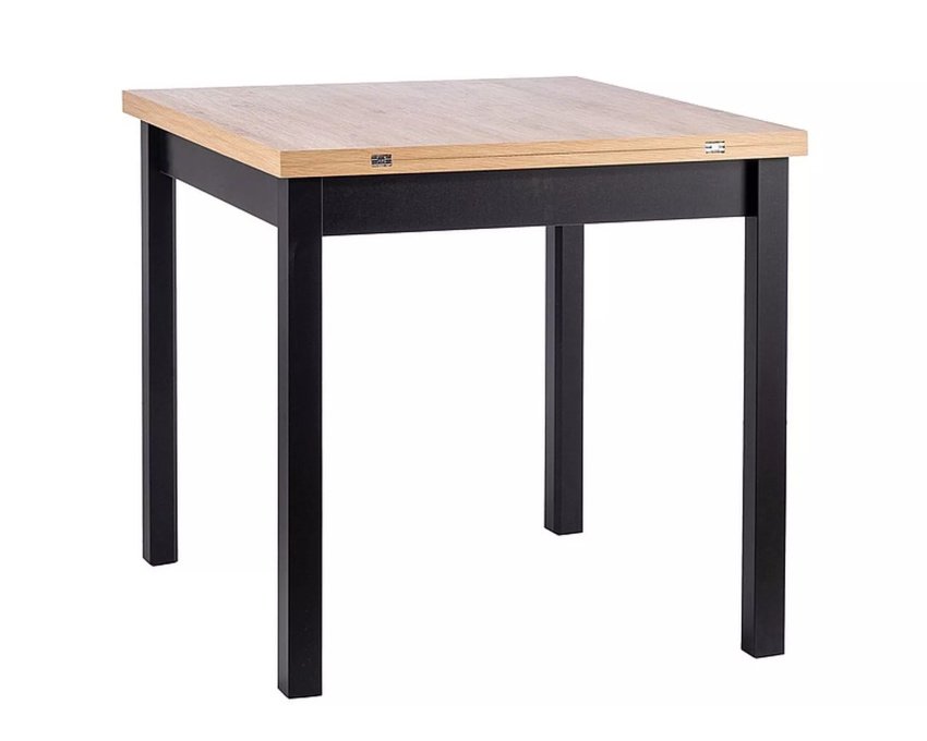 Stalas FL ąžuolas/juoda – ištraukiamas 80–160 × 80 cm