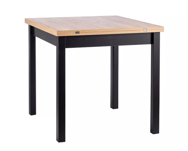 Stalas FL ąžuolas/juoda – ištraukiamas 80–160 × 80 cm