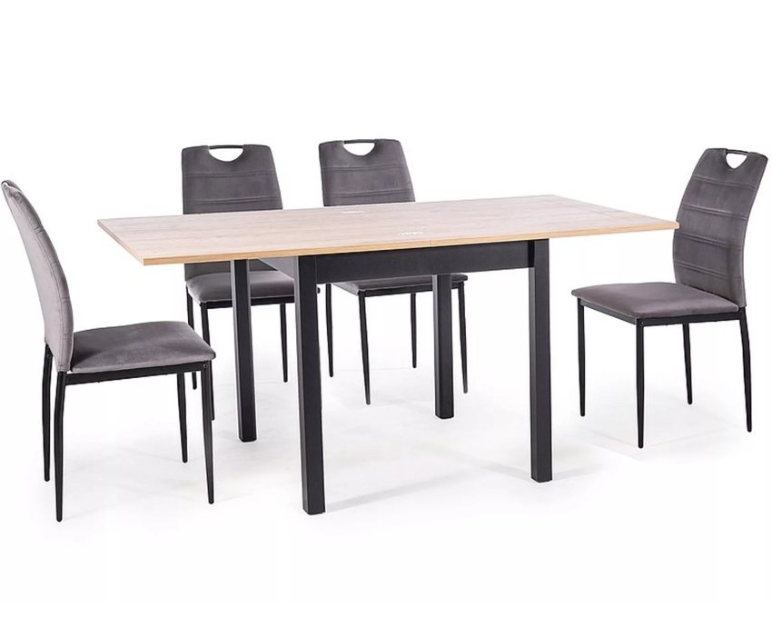 Stalas FL ąžuolas/juoda – ištraukiamas 80–160 × 80 cm