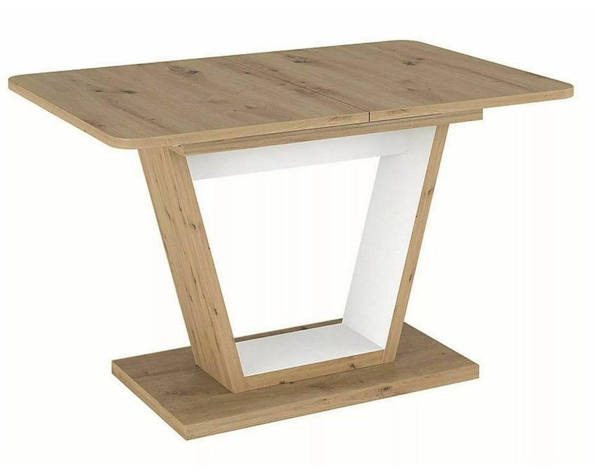 Stalas ąžuolo efektu, balta matinė 120–160 × 80 cm — Stalai