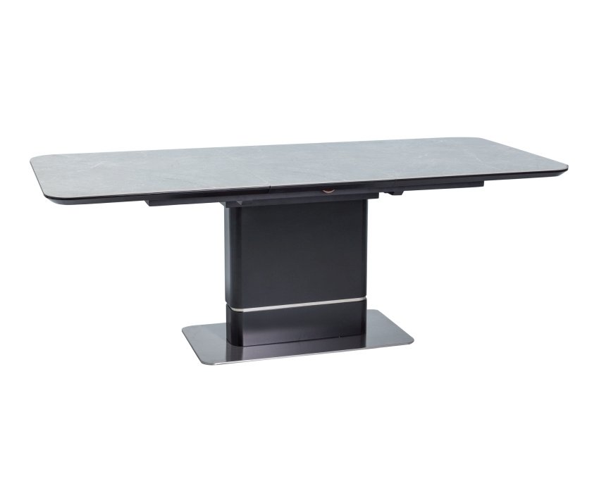 Stalas keramikinis PAL CERAMIC, pilkas marmuras/juoda 160–210×90 cm