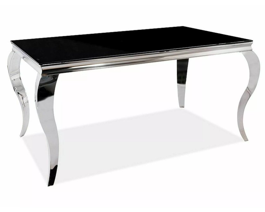 Juodas stalas su chromu 150×90 – Stalai PRI | Juoda/Chromas