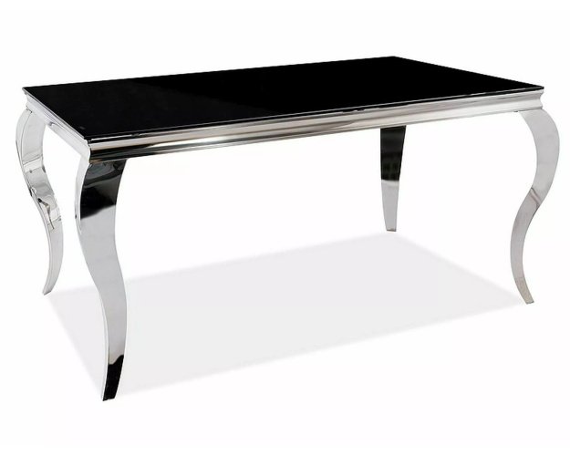 Juodas stalas su chromu 150×90 – Stalai PRI | Juoda/Chromas 2