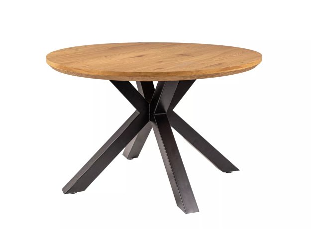 Apvalus 120 cm ąžuolo-juodas stalas – RI Ąžuolas/Juoda 2