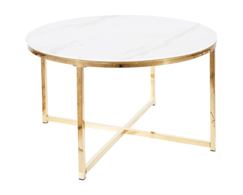 Žurnalinis staliukas SAL — baltas marmuro efektas Ø 80 cm