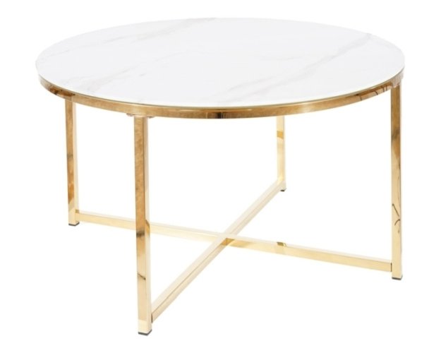 Žurnalinis staliukas SAL — baltas marmuro efektas Ø 80 cm 2