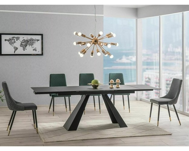 Juodas ištraukiamas valgomasis stalas MAT 160–240 × 90 cm | Stalai