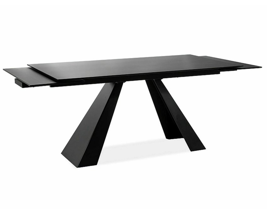 Juodas ištraukiamas valgomasis stalas MAT 160–240 × 90 cm | Stalai