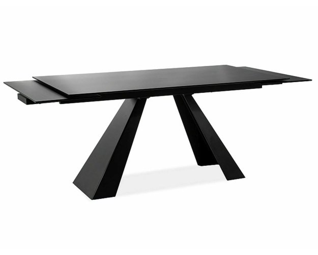 Juodas ištraukiamas valgomasis stalas MAT 160–240 × 90 cm | Stalai