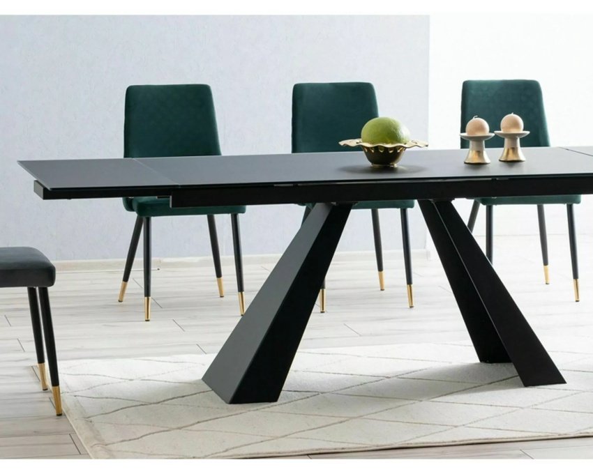Juodas ištraukiamas valgomasis stalas MAT 160–240 × 90 cm | Stalai