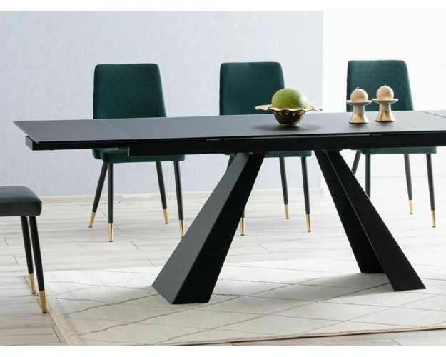 Juodas ištraukiamas valgomasis stalas MAT 160–240 × 90 cm | Stalai