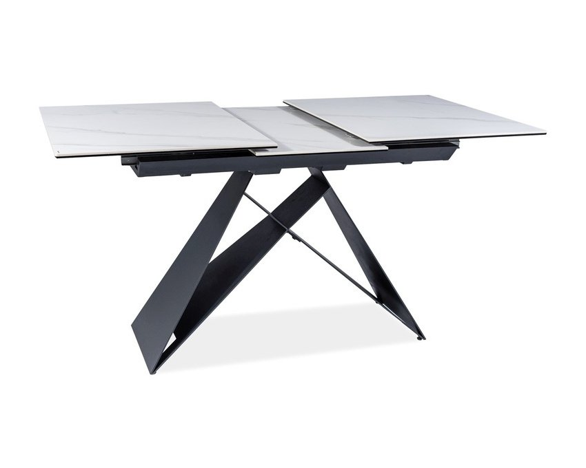 Stalas WES – baltas marmuro efektas / juodas MAT 120–160 x 80