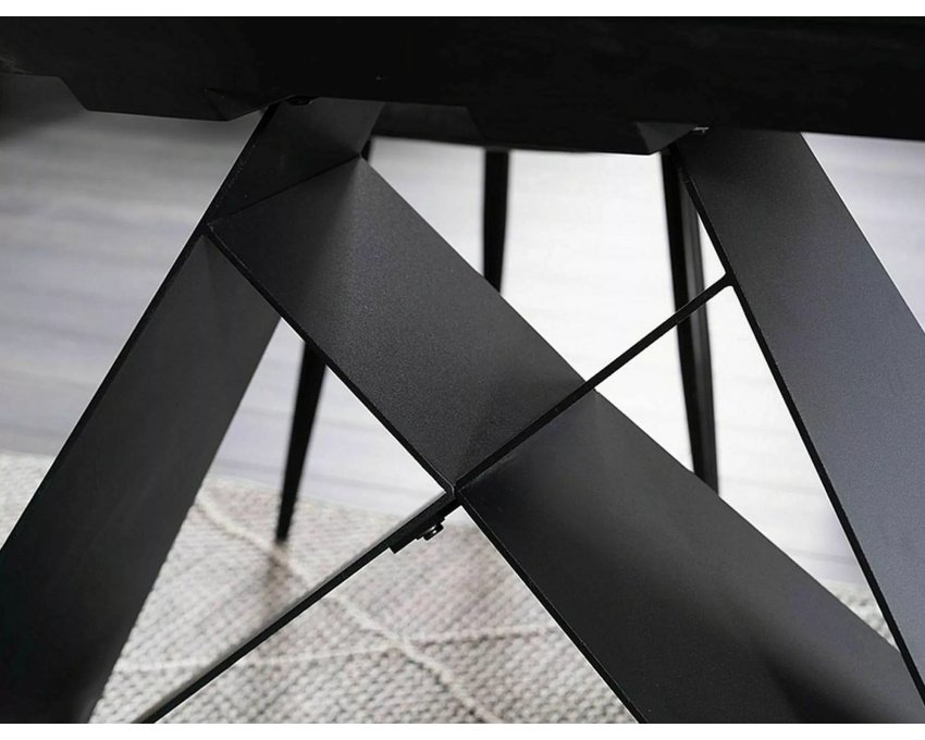 Stalas WES – baltas marmuro efektas / juodas MAT 120–160 x 80