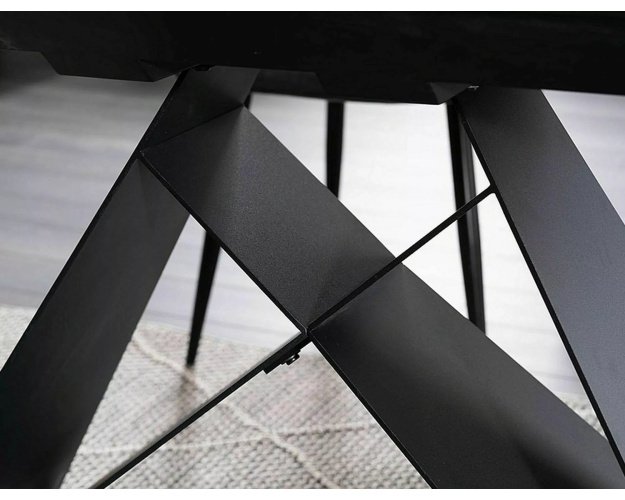 Stalas WES – baltas marmuro efektas / juodas MAT 120–160 x 80