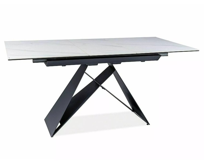 Stalas WES – baltas marmuro efektas / juodas MAT 120–160 x 80