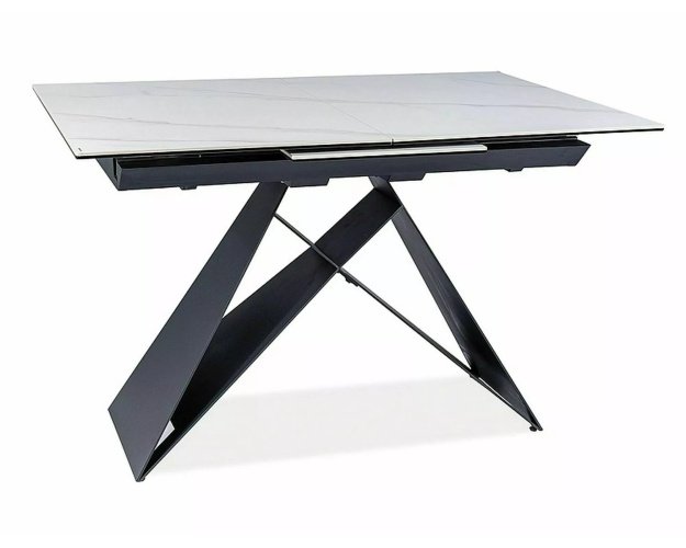Stalas WES – baltas marmuro efektas / juodas MAT 120–160 x 80