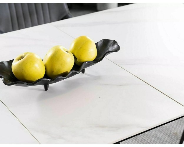 Stalas WES – baltas marmuro efektas / juodas MAT 120–160 x 80