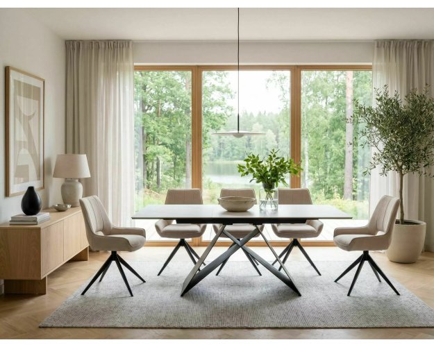 Stalas WES – baltas marmuro efektas / juodas MAT 120–160 x 80