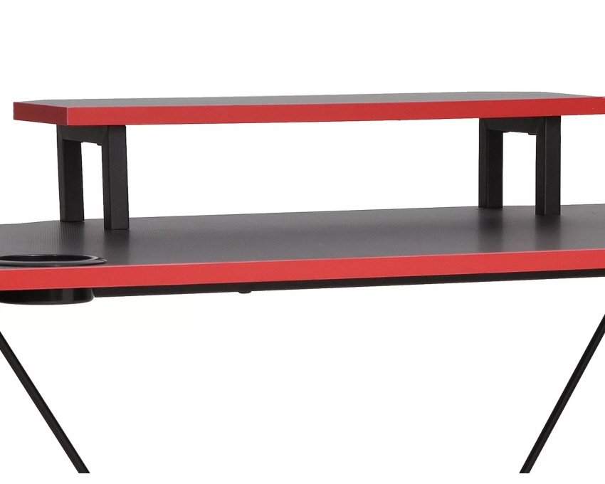 Darbo stalas su laminuotu stalviršiu ir laikikliais – juodas, 88 cm