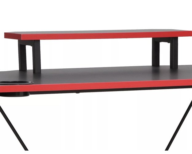Darbo stalas su laminuotu stalviršiu ir laikikliais – juodas, 88 cm 2