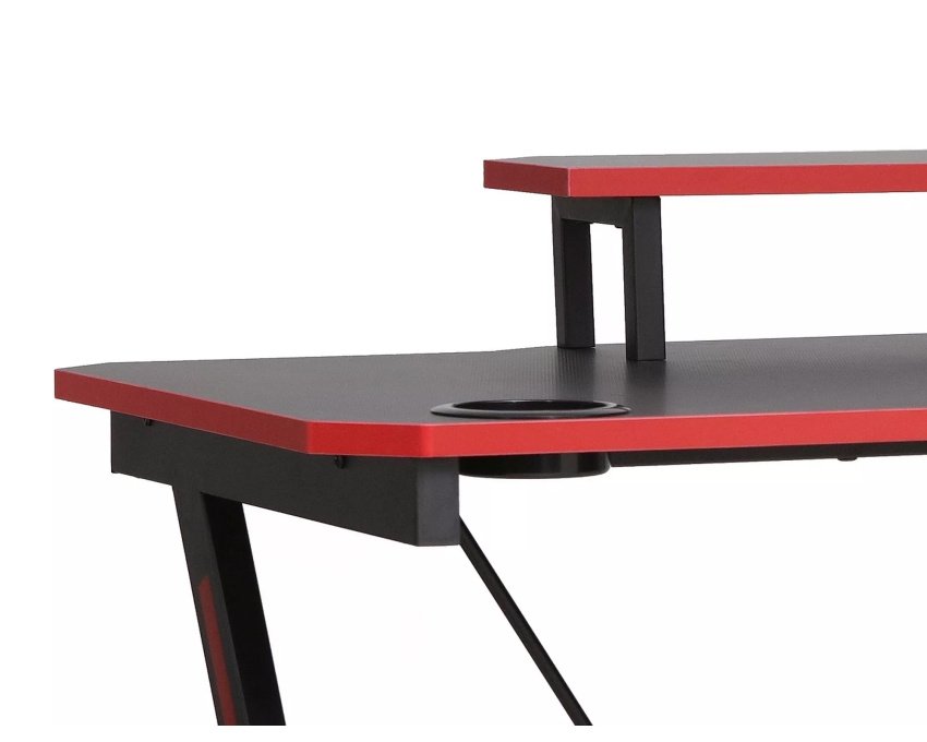 Darbo stalas su laminuotu stalviršiu ir laikikliais – juodas, 88 cm