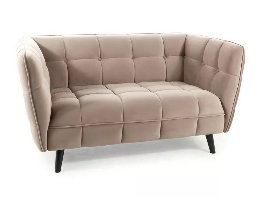 2 vietų aksominė sofa Bluvel 40 – tamsiai smėlinė, wenge mediena