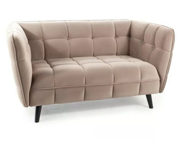 2 vietų aksominė sofa Bluvel 40 – tamsiai smėlinė, wenge mediena