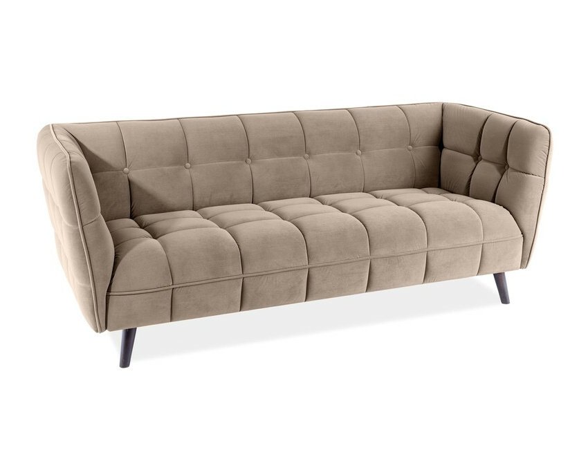 Aksominė 3 vietų sofa – Bluvel 40, wenge mediena | Minkšti baldai