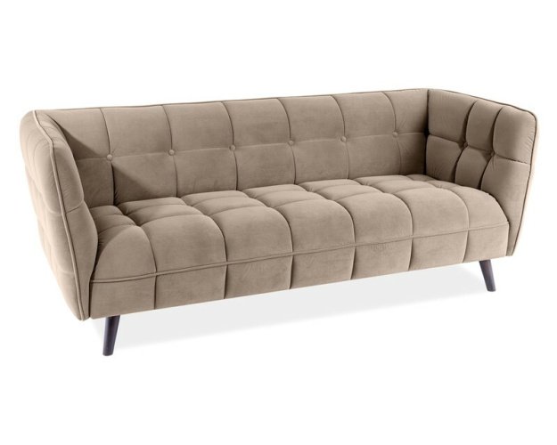 Aksominė 3 vietų sofa – Bluvel 40, wenge mediena | Minkšti baldai