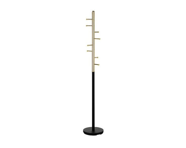 Metalinių drabužių kabykla su pagrindu 30 cm – juoda–auksinė