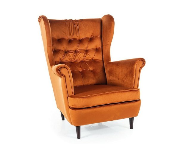 Aksominis fotelis „Bluvel 4215“ — cinamonas, wenge mediena