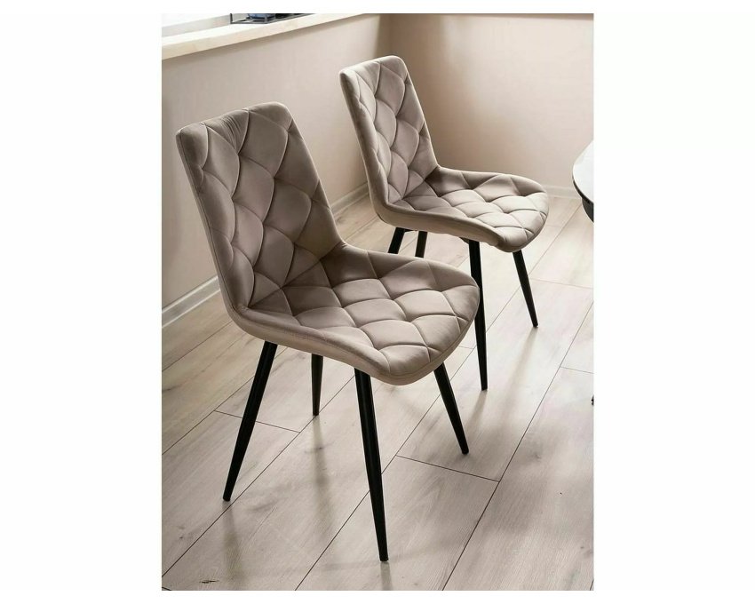 Velvet valgomojo kėdė – Bluvel 40 tamsiai smėlio, juodas metalinis rėm
