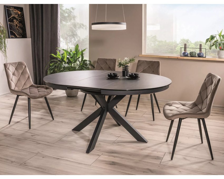 Velvet valgomojo kėdė – Bluvel 40 tamsiai smėlio, juodas metalinis rėm