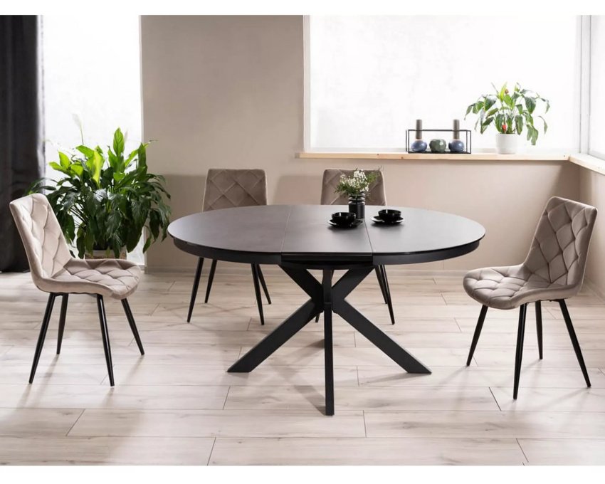 Velvet valgomojo kėdė – Bluvel 40 tamsiai smėlio, juodas metalinis rėm