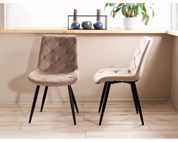Velvet valgomojo kėdė – Bluvel 40 tamsiai smėlio, juodas metalinis rėm
