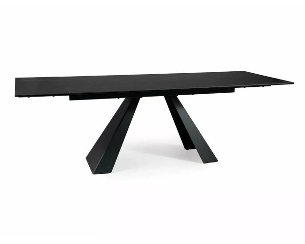 Išskleidžiamas valgomasis stalas – grūdintas stiklas & keramika | Juod