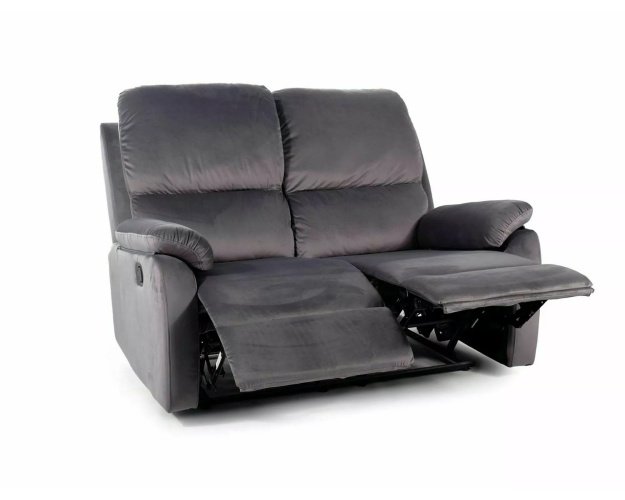Išskleidžiama 2 vietų aksominė sofa | Metalinis rėmas, pilka/juoda