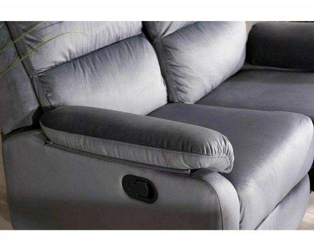Išskleidžiama 2 vietų aksominė sofa | Metalinis rėmas, pilka/juoda