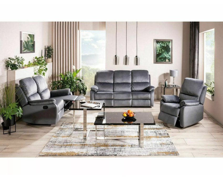3 vietų išskleidžiama sofa su miego funkcija | Aksomas, pilka
